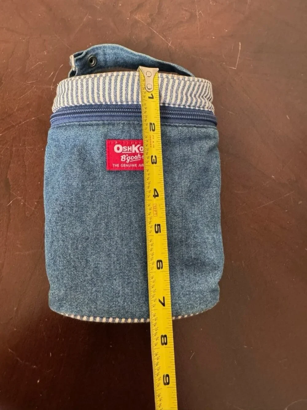 VTG OshKosh Denim Stripe Insulated Bag Handle